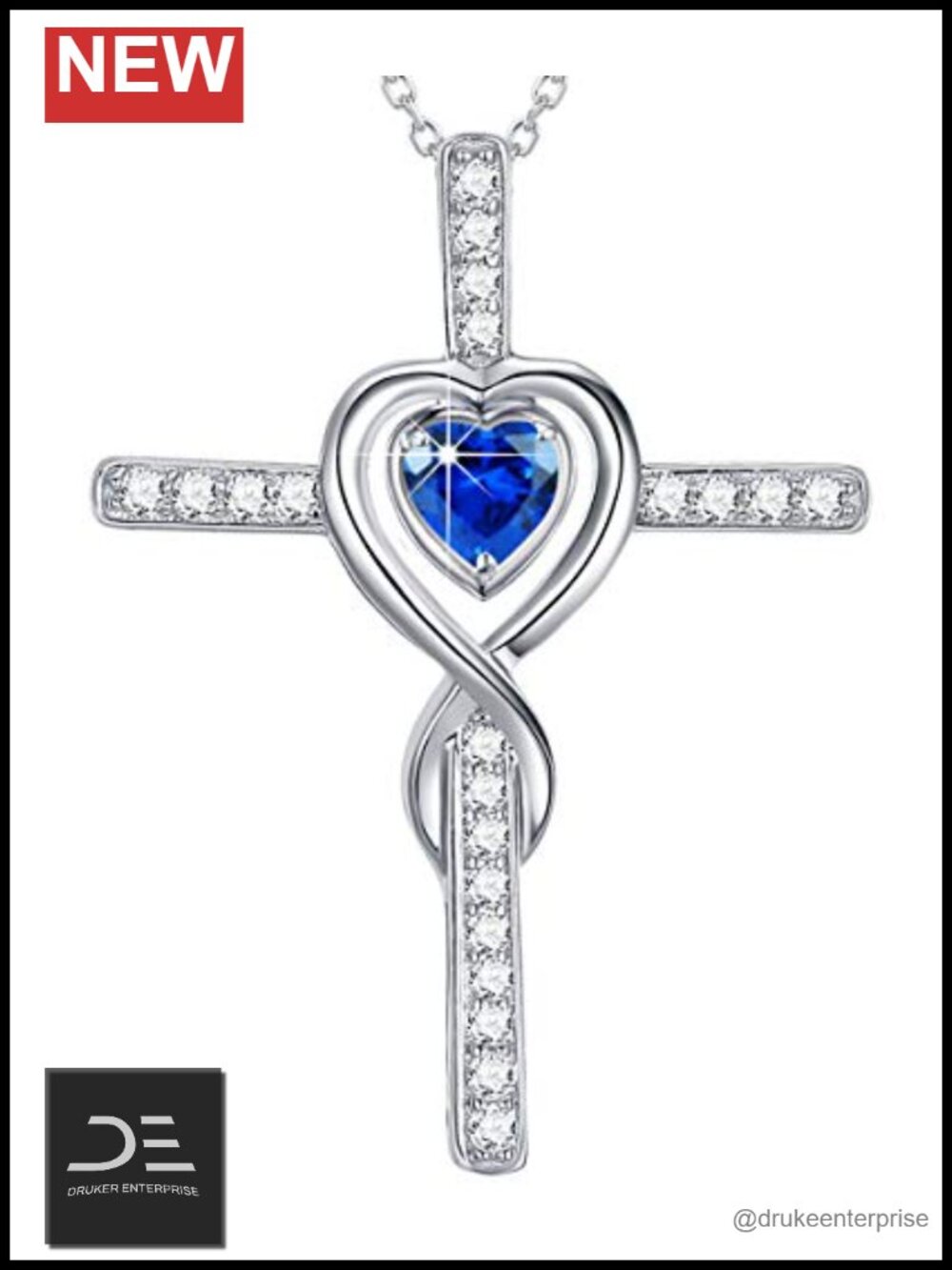 925 Sterling Silver Sapphire Infinity Love Pendant Necklace Women Birthday Gift
